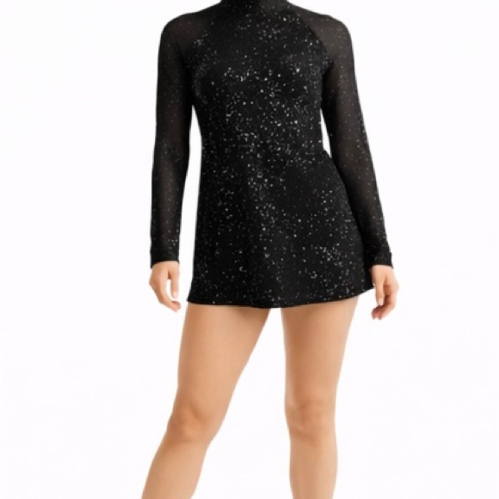 Balera Black Sequin Long-Sleeve Dance Dress